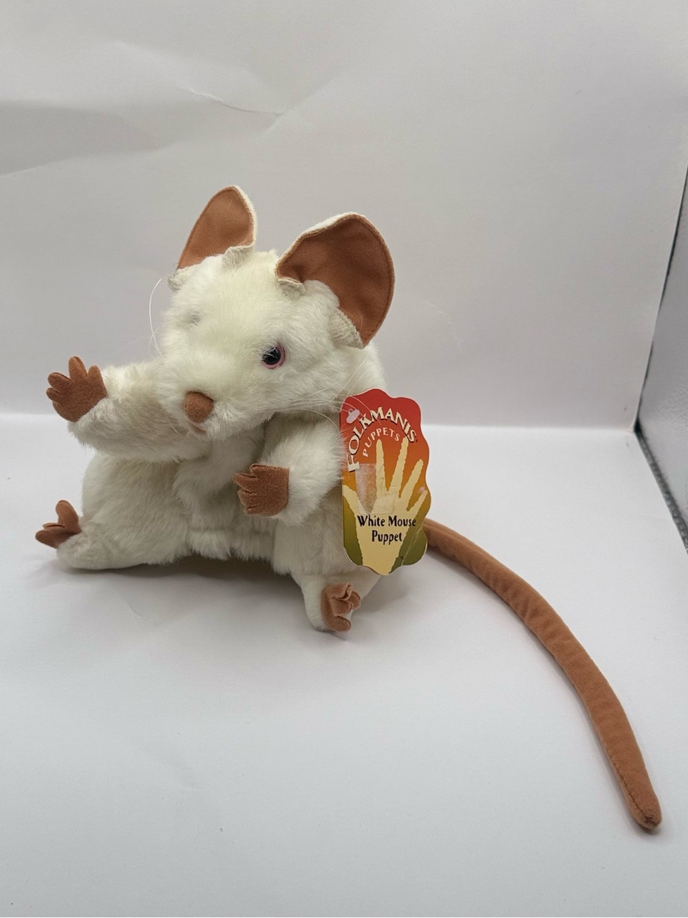 Folkmanis Hand Puppet White Mouse Plush Small Pet Puppet Stuffed Animal